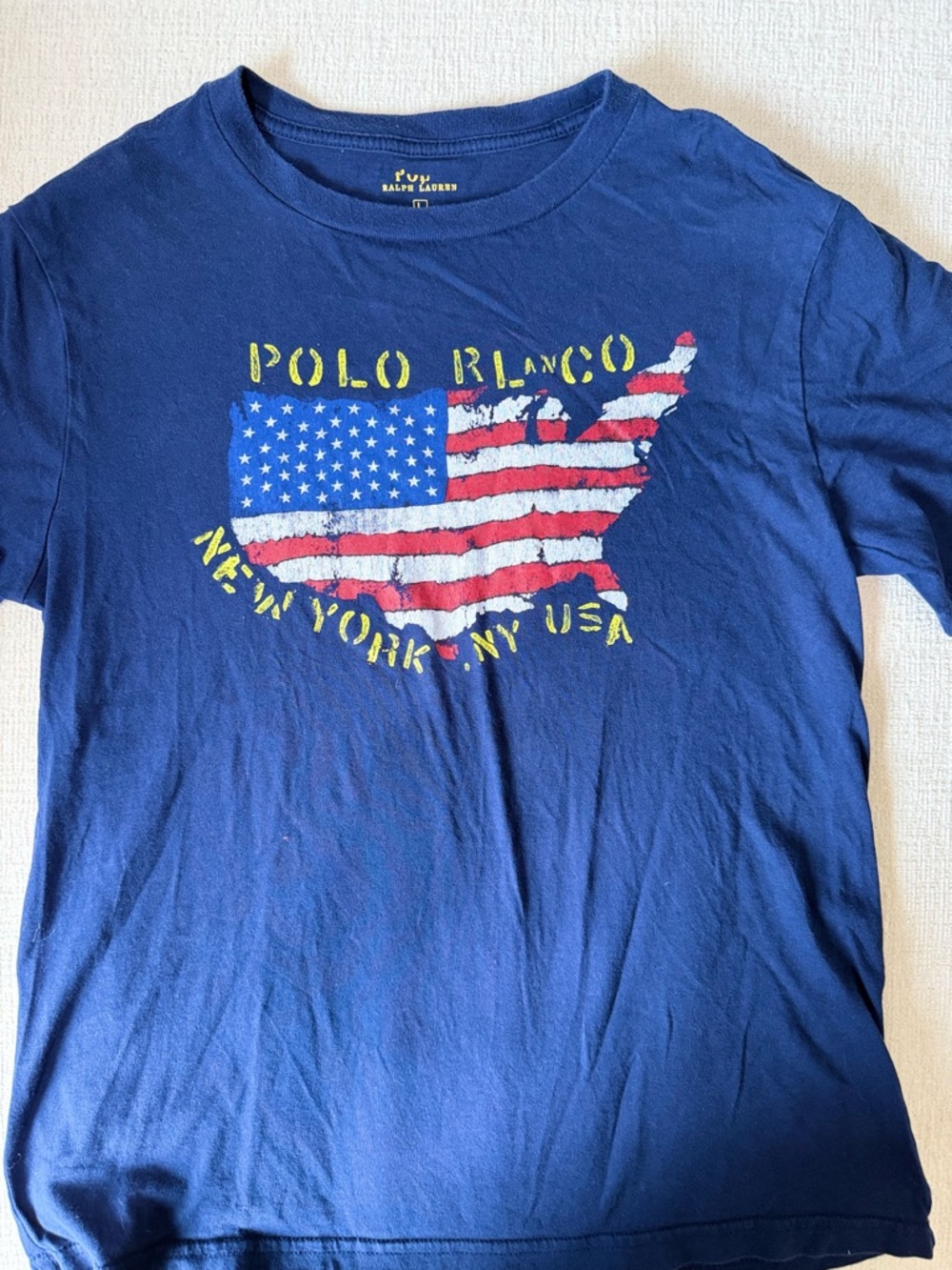 Polo by Ralph Lauren Navy Tee with American Flag Map Graphic